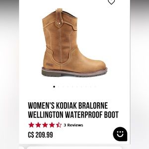 Kodiak Women's Bralorne Wellington Waterproof Boot - Tan